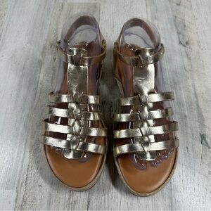 Gladiator Gold Leather‎ Comfortable Espadrille Sandals #441